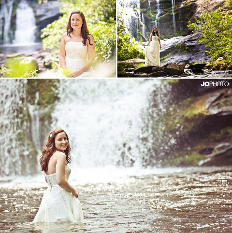 wedding gown in the river