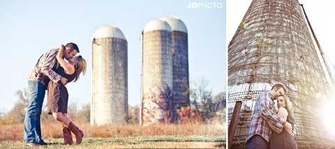 farm silos engagement pictures