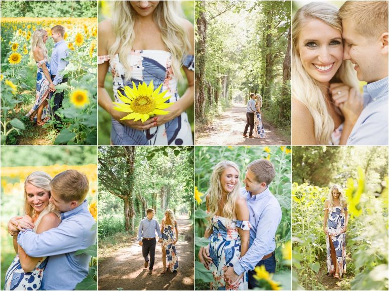 Sunflower Field Engagement Photos Knoxville